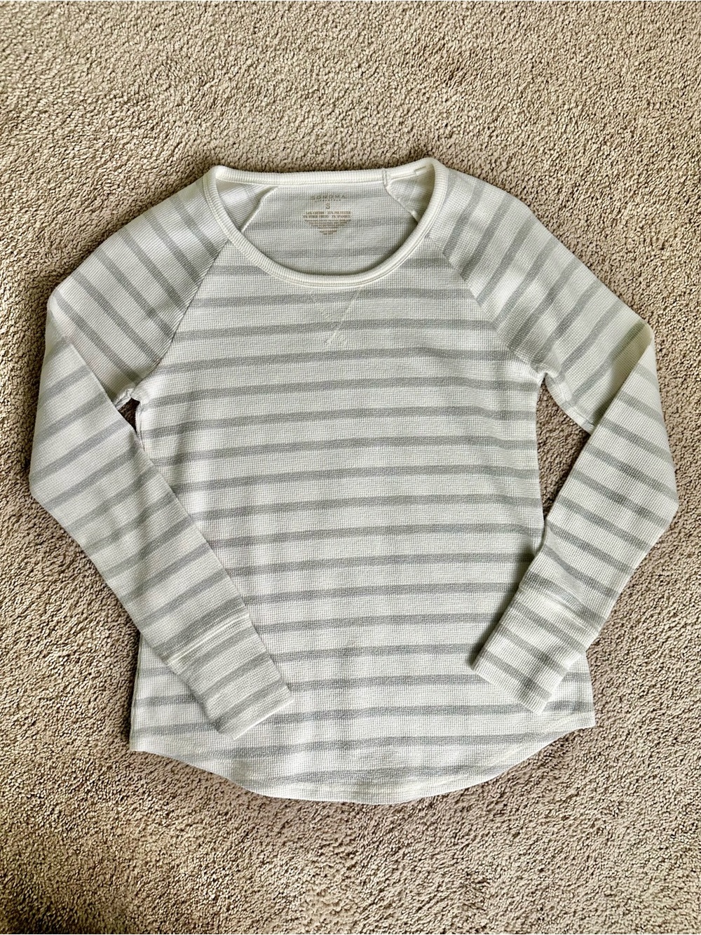3/$15 Sonoma Cream and Light Gray Striped Long-Sleeve Tee